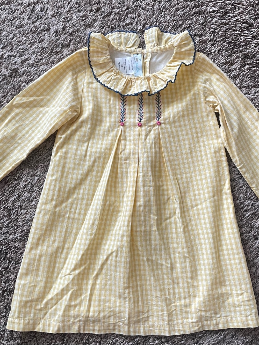 NWOT yellow and white gingham dress